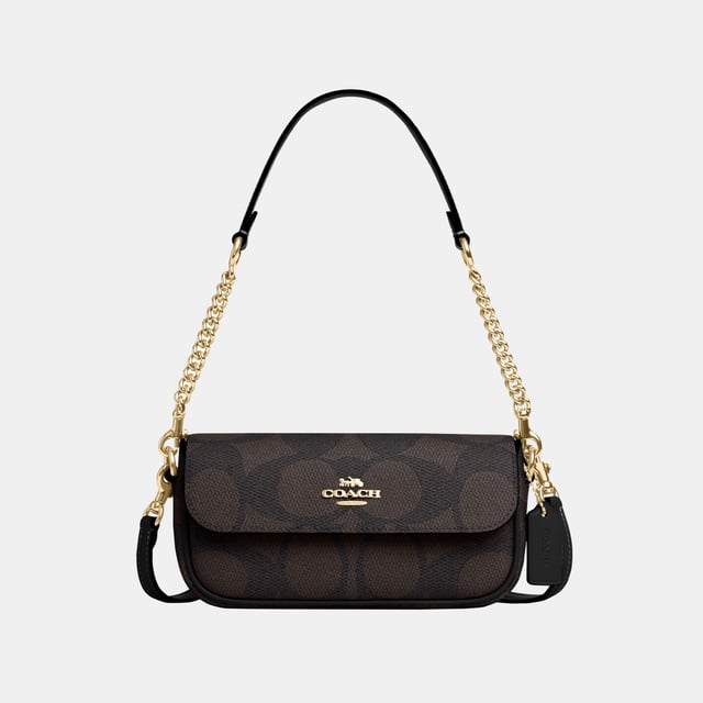 Hailey Flap Bag in Maxi Signature Canvas, Inside open pocket, Outside open pocket,  Length: 20.00 cm,  Width: 5.00 cm,  Height: 11.00 cm