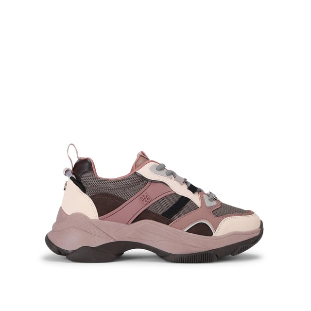 This Lila Trek sneaker arrives with a tonal upper with mesh and rubber panels. The front laces up and there is a KG Kurt Geiger tab on the tongue.