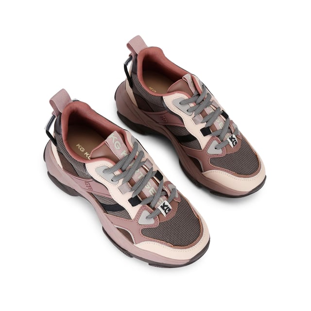 This Lila Trek sneaker arrives with a tonal upper with mesh and rubber panels. The front laces up and there is a KG Kurt Geiger tab on the tongue.