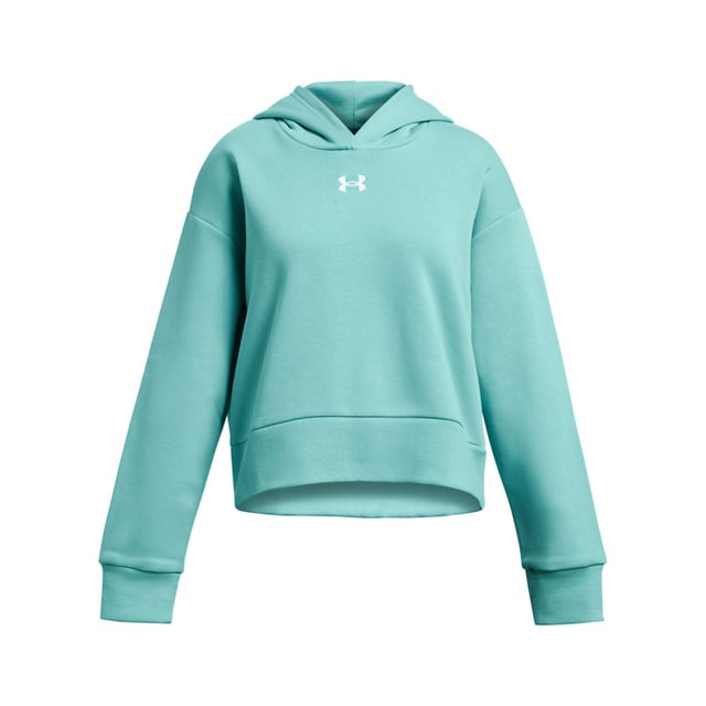 Girl's Under Armour Juniors Rival Fleece Cropped Hoodie in Green Juniors Under Armour Rival Fleece Cropped Hoodie in green.- Lined hood.- Ribbed cuffs and hem.- Ultra-soft cotton-blend fleece with brushed inside for extra warmth.- Ref: 1379517482
