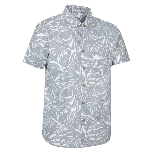100% Cotton. Design: Printed, Tropical. Fastening: Button-Down. Neckline: Collared. Sleeve-Type: Short-Sleeved. Fabric Technology: Lightweight. Easy-Care. Fit: Loose. S: 37 in. M: 40 in. L: 43 in. XL: 46 in. XXL: 49 in. 3XL: 53 in.