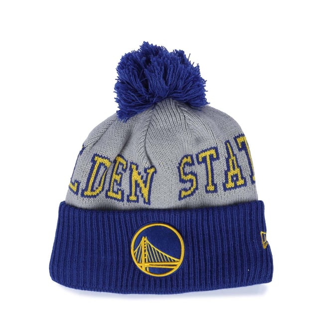 Mens New Era Golden State Warriors NBA Tip Off 2013 Bobble Knit Hat in blue.- Ribbed design.- NBA team logo.- New Era flag logo.- 90% Polyester  10% Wool.- Ref: 60421477