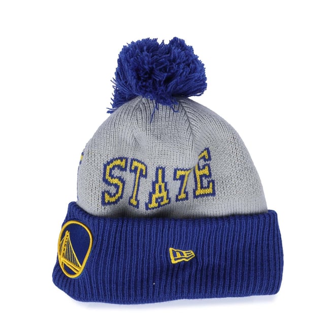 Mens New Era Golden State Warriors NBA Tip Off 2013 Bobble Knit Hat in blue.- Ribbed design.- NBA team logo.- New Era flag logo.- 90% Polyester  10% Wool.- Ref: 60421477