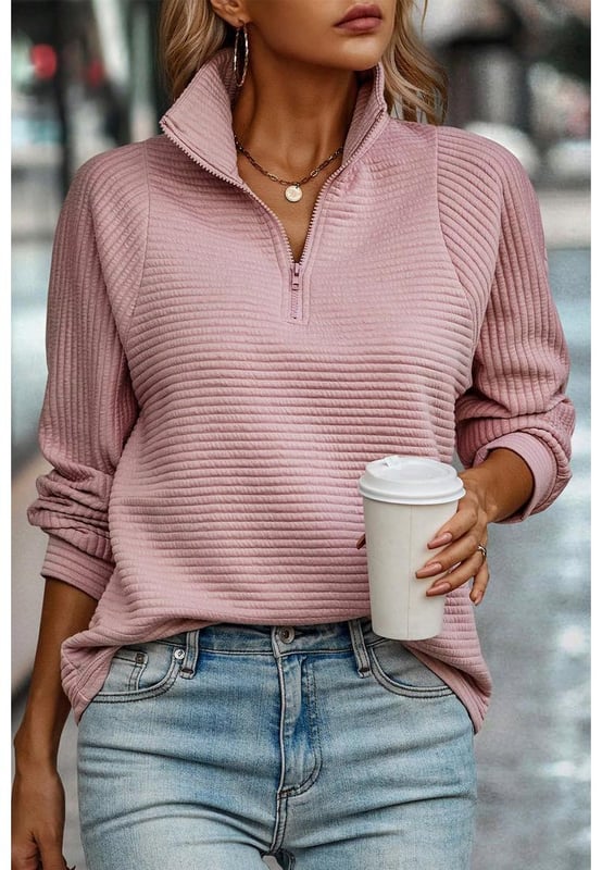 Peach Blossom color
  Ribbed texture
  Quarter zip design
  High
  quality materials
  Durable and comfortable