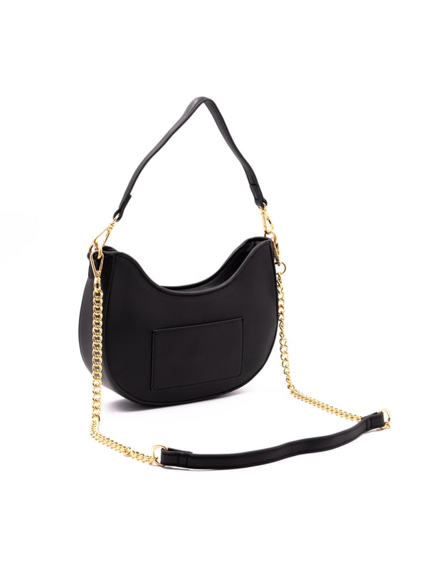 Bolso bandolera para mujer. El cierre es con cremallera. Los bolsillos internos son dos con cremallera y dos abiertos. Los bolsillos externos están ausentes. La bandolera es extraíble en cadena. El asa es extraíble en piel. Hay un compartimento interno. El material externo es 100%PU. Internamente es 100% Poliéster. Medidas: 25x16x6 cm. Producto de moda