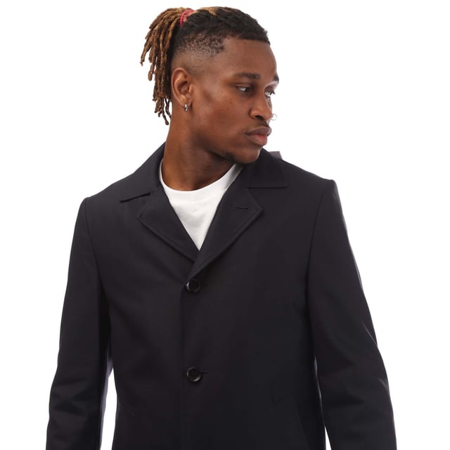 Mens BOSS T-Leeroy2 Coat in dark blue.- Lapel collar.- Butten fastening.- Inseam pockets  inside pocket.- Tailored fit.- 51% Virgin Wool  49% Polyamide.- Ref: 50439046402