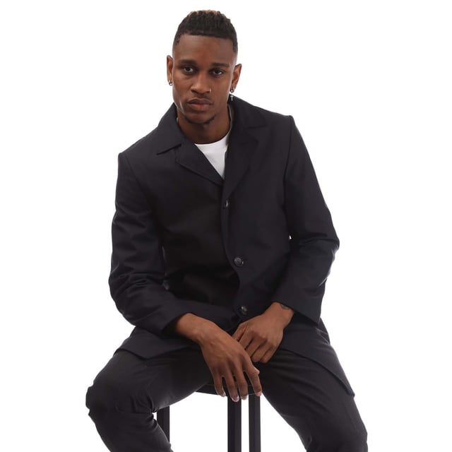 Mens BOSS T-Leeroy2 Coat in dark blue.- Lapel collar.- Butten fastening.- Inseam pockets  inside pocket.- Tailored fit.- 51% Virgin Wool  49% Polyamide.- Ref: 50439046402