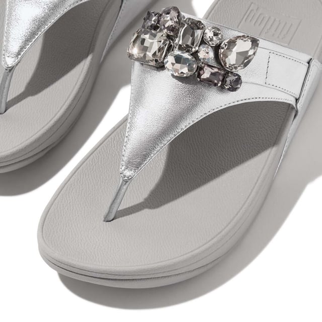 FitFlop Lulu Bejewelled Trim Toe Post サンダル シルバー Buy FitFlop Womens Lulu Bejewelled Trim Toe Post Sandals Silver