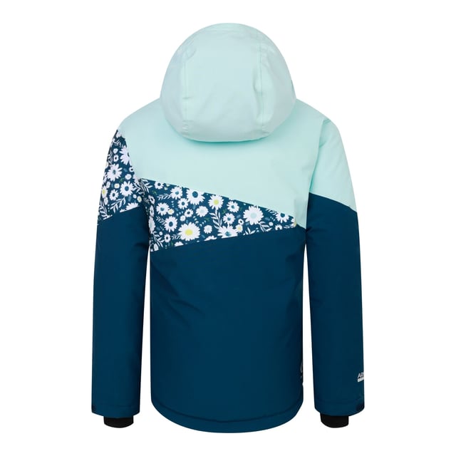 Lining: Polyester. Design: Colour Block, Daisy, Logo. Fabric Technology: ARED 30/30, Breathable, Durable, PFC Free, PFOA Free, PFOS Free, Stretch, Water Repellent, Waterproof. Cuff: Adjustable, Touch Fastening Tab. Neckline: Hooded. Sleeve-Type: Long-Sleeved. Padded, Sleeve Patch, Taped Seams. Hood Features: Elasticated, Grown On Hood. Pockets: 2 Side Pockets, 1 Sleeve Pocket, Zip, Stow Pocket. Fastening: Full Zip, Stormflap. Please Note: Shockcord Hem Age 7+. Sustainability: Made from Recycled Materials. 5-6 Years: 24 in. 7-8 Years: 26 in. 9-10 Years: 28.5 in. 11-12 Years: 31 in. 14 Years: 36 in.