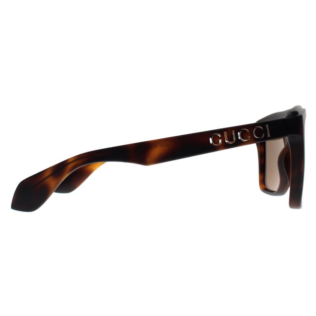 Gucci Rectangle Mens Dark Havana Brown GG1570S  Sunglasses are designed with a refined and bold look, featuring aviator-style frames with sleek metal accents. The combination of a classic silhouette and contemporary details makes these sunglasses versatile for both casual and formal occasions.