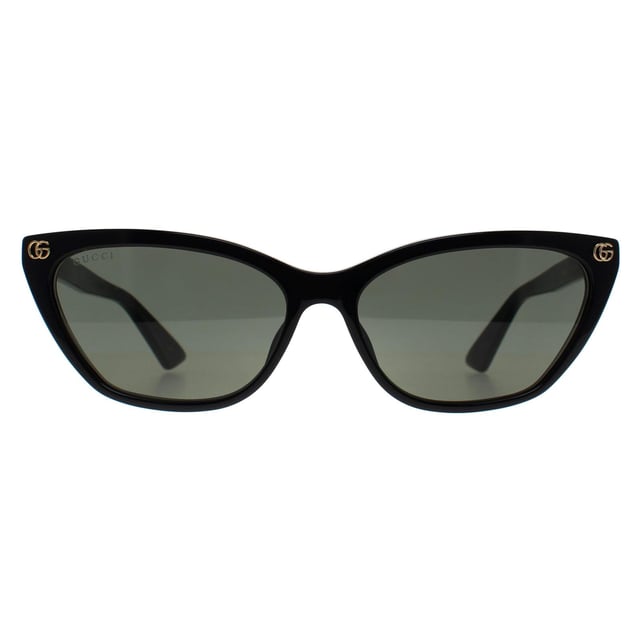 Gucci Cat Eye Womens Shiny Black Grey GG1815S  Sunglasses features a refined, stylish frame with sleek lines, offering both comfort and a luxurious look that suits a wide variety of personal styles.