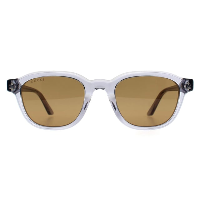 Gucci Square Mens Transparent Grey Brown GG1892S  Sunglasses showcases a sleek, elegant frame with bold detailing, perfect for adding a touch of sophistication and modern luxury to any outfit.