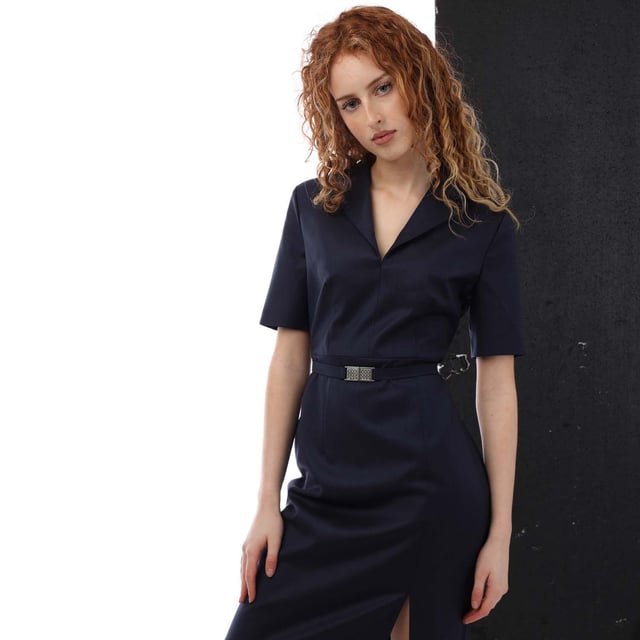 Womens BOSS Debutina Dress in multi colour.- V-neck.- Short sleeves.- Belt included.- 100% Virgin Wool.- Ref: 50436893963