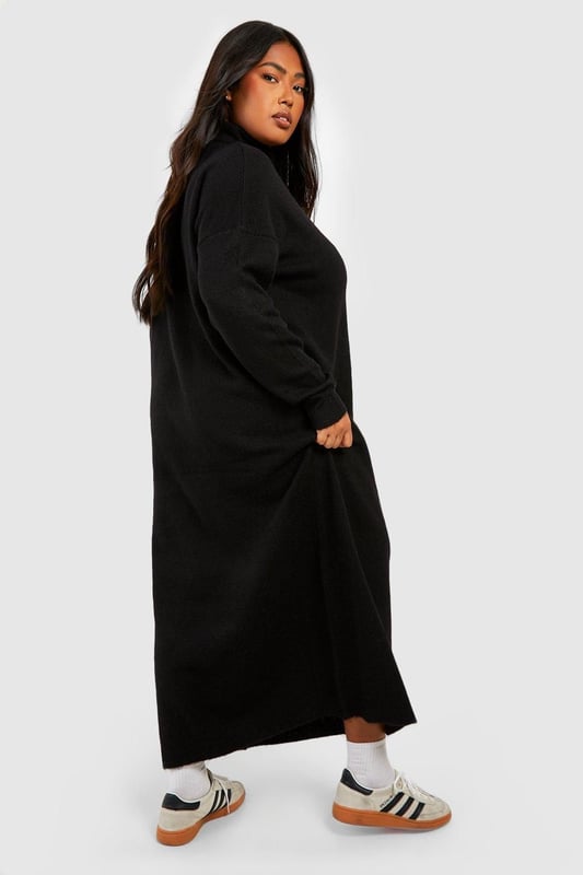 Bring a new kinda attitude in this latest piece from our collection of plus size dresses. Available in UK sizes 16-24, our range of curve dresses carries all the on-trend pieces you need to feel confident. Whether it's a plus size black dress or skater style you're adding to your basket, we promise no more awkward fits, just dresses you can depend on. Work a flattering plus size t-shirt dress or smock shapes during the day, then take on the night in sexy styles, maxi lengths and Bardot necklines. From sexy plus size dresses to work-wear appropriate options, shop it all on boohoo.Style: CardiganFabric: AcrylicLength: MidiNeckline: Roll NeckSleeve Length: Long Sleeve
