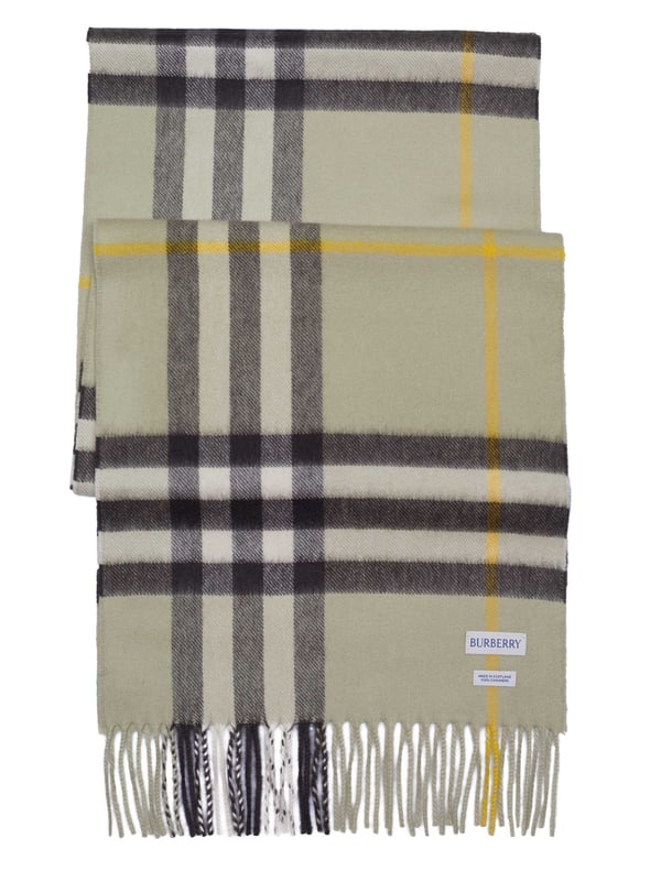 100% kasjmier; Omkeerbare Burberry kasjmier sjaal;  Model: 8077886;  Hoogwaardige afwerking;  100% kasjmier;  franje rand;  Afmetingen (cm): 168 x 30;  Burberry-logodetails