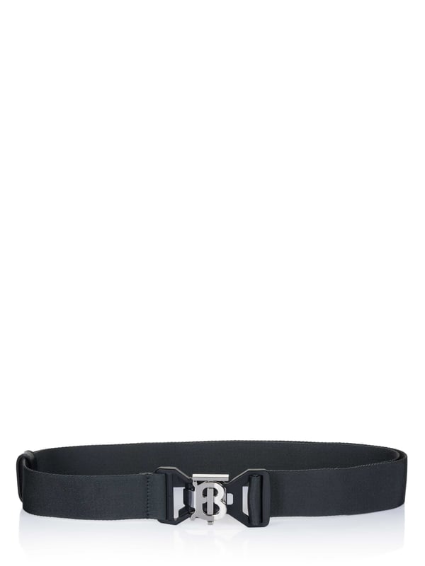 85% poliamida, 15% poliéster; Cinturón Burberry;  Modelo: 8059540;  Mano de obra de alta calidad;  Tamaño ajustable;  Cierre magnético;  Detalles del logotipo de Burberry