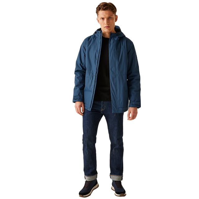 100% Polyester. Fabric: Hydrafort. Lining: Sherpa Fleece, Taffeta. Design: Logo, Sleeve Patches. Fabric Technology: DWR Finish, Insulating, Quick Dry, Thermo-Guard, Weather Resistant, Windproof. Neckline: Hooded. Sleeve-Type: Long-Sleeved. Cuff: Stud. Taped Seams. Hood Features: Grown On Hood, Toggle Adjuster. Pockets: 2 Lower Pockets, Handwarmer, Inner, Zip, Flap Closure. Fastening: Full Zip, Stud. Hem: Adjustable. Sustainability: Made from Recycled Materials. S: 38 in. M: 40 in. L: 42 in. XL: 44 in. XXL: 48 in. 3XL: 51 in. 4XL: 54 in. 5XL: 57 in.