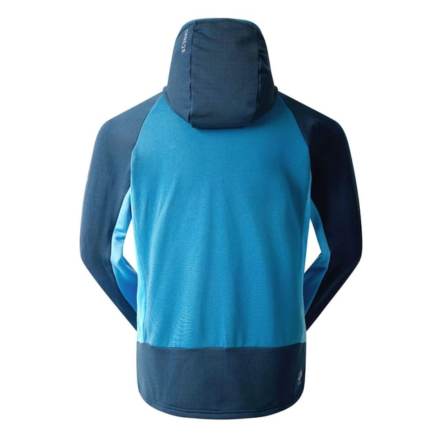 92% Recycled Polyester, 8% Elastane. Fabric: Core Stretch, Textured. Design: Contrast Sleeves, Logo. Pockets: 2 Side Pockets, Zip. Neckline: Hooded. Sleeve-Type: Long-Sleeved, Raglan. Fabric Technology: Antibacterial, Chemical Free, Ilus Stretch, Odour Control. Sun Rating: UPF 50+. Fit: Snug Fit. 240gsm. Hood Features: Grown On Hood, Stretch Binding. S: 38 in. M: 40 in. L: 42 in. XL: 44 in. XXL: 47 in. 3XL: 50 in.