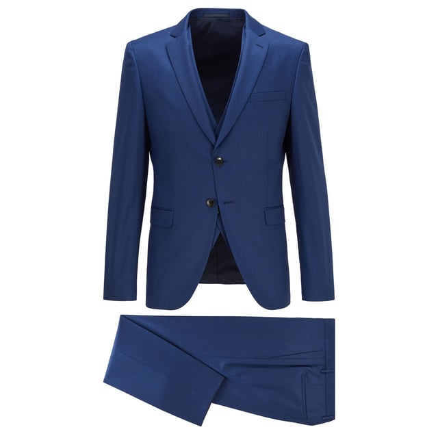Men's Boss Reymond-Wenten 3-Piece Suit.- Notched lapel.- Button fastening.- Welt pocket by the left chest.- Two welt pockets.- Buttoned cuffs.- Zip and hook closure.- Side pockets.- Belt loops.- Slim fit. Material: 100% Virgin Wool. Ref: 50446206417.