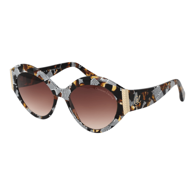 Gender: Women
Main color: Multicolor
Frame color: Multicolor
Frame material: Acetate
Lenses color: Brown
Lenses material: Plastic
Filter category: 3
Lenses effect: Gradient
Protection: 100% UVA & UVB
Size: 54-18-140
Lenses width: 54
Lenses height: 45
Bridge width: 18
Frame width: 140
Temples length: 140
Style: Cat Eye
Rim style: Full-Rim
Spring hinge: No
Extra: No extra
Shipment includes: Branded case
Country: China