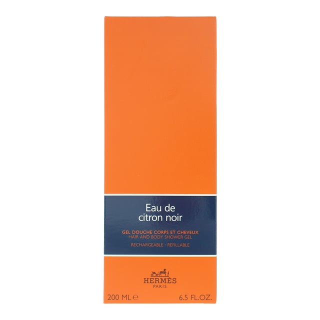 Hermes Eau De Citron Noir Hair And Body Shower Gel 200ml Hermès Eau De Citron Noir Hair and Body Shower Gel (200ml) combines refreshing citrus notes with smoky and woody undertones for a unique, invigorating shower experience. The zesty lemon and lime provide an uplifting freshness, while the distinctive citron adds a smoky depth to the fragrance. Guaiac wood gives a rich, earthy base, and the subtle hint of black tea adds sophistication and warmth. This luxurious shower gel gently cleanses both hair and body, leaving the skin feeling refreshed and subtly scented with a fresh, aromatic fragrance.