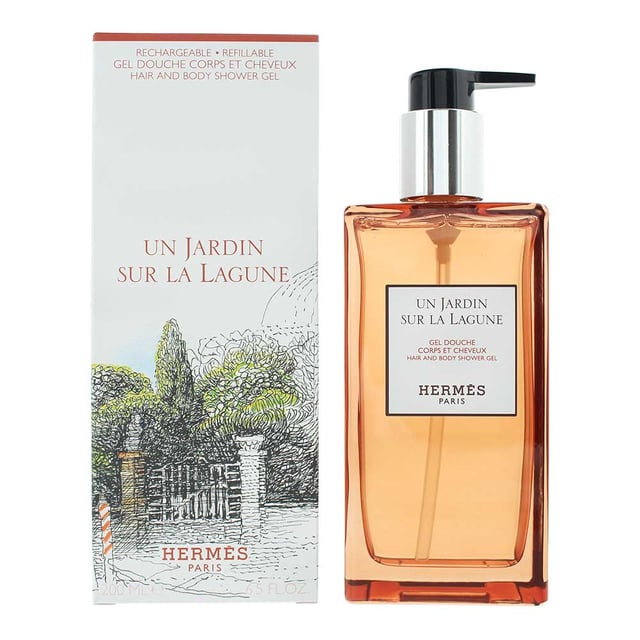Hermes Un Jardin Sur La Lagune Hair And Body Shower Gel 200ml Hermès Un Jardin Sur La Lagune Hair and Body Shower Gel offers a luxurious and refreshing cleanse, enveloping you in the dreamy, floral-woody scent of Un Jardin Sur La Lagune. Its gentle formula lathers beautifully, leaving both hair and skin feeling soft, smooth, and delicately perfumed. Perfect for daily use, it transforms your shower routine into an elegant sensory escape.