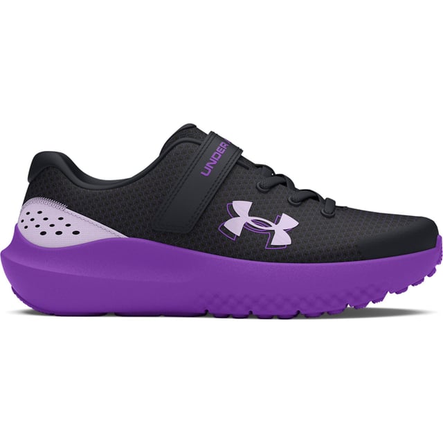 Girl's Under Armour Juniors Pre-School Surge 4 AC Running Shoes in Black Girl's Under Armour Juniors Pre-School Surge 4 AC Running Shoes. These shoes are going to feel cushioned and comfortable, but also light and breathable. Why? Because when you never slow down, that's what you need.- Lightweight, breathable mesh upper.- TPU heel overlay for added durability and support.- Adjustable hook and loop strap closure for easy on and off.- Full-length EVA sockliner for added comfort and a custom fit.- Cushioned EVA midsole for all-day comfort.- Lightweight, durable outsole. Ref: 3027109002.