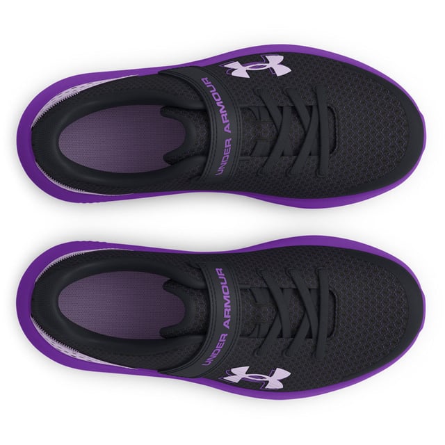 Girl's Under Armour Juniors Pre-School Surge 4 AC Running Shoes in Black Girl's Under Armour Juniors Pre-School Surge 4 AC Running Shoes. These shoes are going to feel cushioned and comfortable, but also light and breathable. Why? Because when you never slow down, that's what you need.- Lightweight, breathable mesh upper.- TPU heel overlay for added durability and support.- Adjustable hook and loop strap closure for easy on and off.- Full-length EVA sockliner for added comfort and a custom fit.- Cushioned EVA midsole for all-day comfort.- Lightweight, durable outsole. Ref: 3027109002.