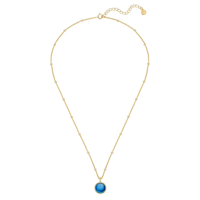 Discover the masterful elegance of this necklace from the Glanzstücken München brand! This delicate anchor chain, made from the finest 925 sterling silver and finished in shiny 14 carat yellow gold, gives every look a touch of luxury. The highly polished surface ensures a breathtaking shine, while the fine beads give the chain a playful touch. The blue cabochon-cut zirconia catches the light perfectly and becomes a sparkling highlight of your outfit. Thanks to an extension piece with a spring ring clasp, the length of the chain can be perfectly adjusted. Wear a piece of luxury and enchant your surroundings!