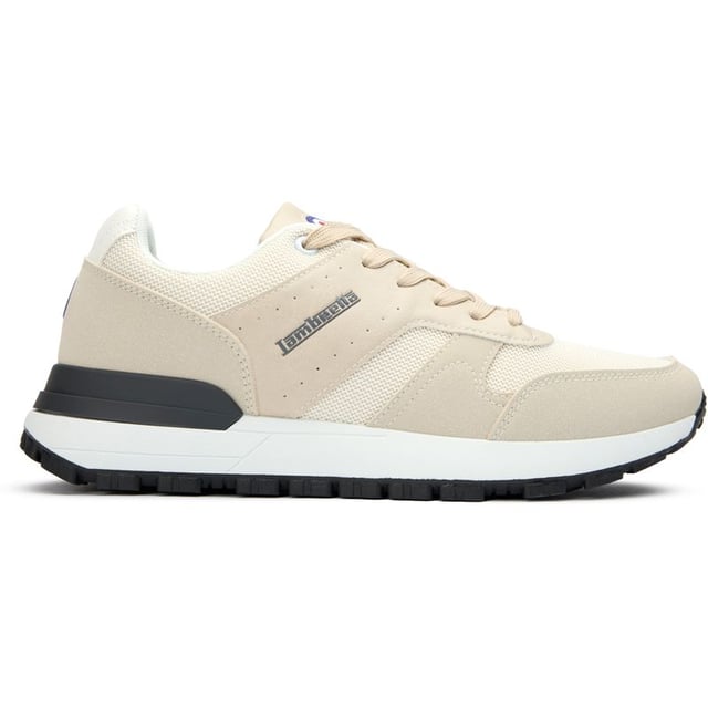 Witte Lambretta echo-sneakers voor heren, vervaardigd met synthetisch materiaal en een synthetische zool. Met: lambretta-branding, target-logo op de tong en comfort-binnenzool.