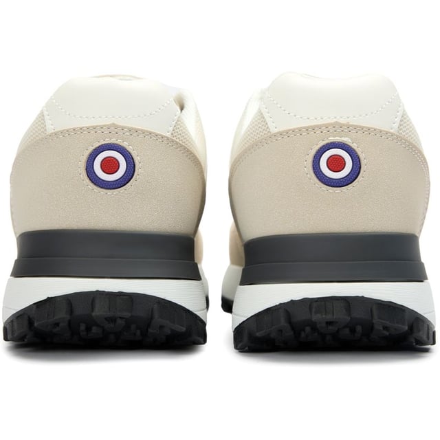 Witte Lambretta echo-sneakers voor heren, vervaardigd met synthetisch materiaal en een synthetische zool. Met: lambretta-branding, target-logo op de tong en comfort-binnenzool.