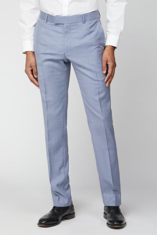 Slim Fit Trousers by Occasions. Occasions by Scott & Taylor offer a three piece trouser in a variety of fits. From tailored, slim, skinny and regular fit, this range is designed to cater the whole wedding party. This slim fit trouser features a jacket with a two button fastening, notch lapels and a contemporary printed lining. Wear with the matching slim fit jacket and adjustable fit waistcoat.