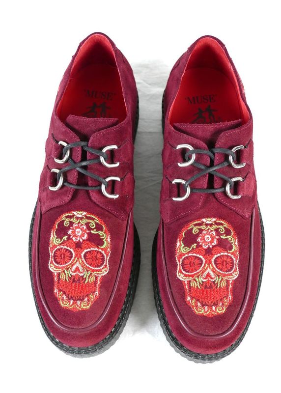MUSE 'MEMENTO MORI' Burgundy Suede Skull BROTHEL