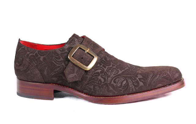 Dexter 'HOODOO' Brown Embossed Suede Monk Strap Shoe