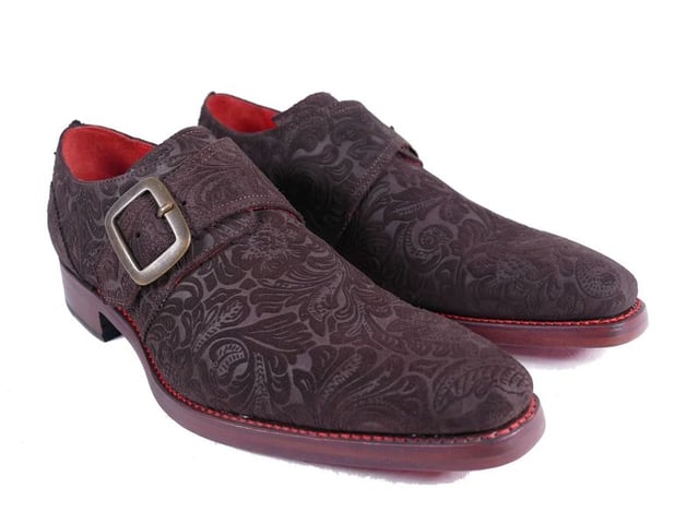 Dexter 'HOODOO' Brown Embossed Suede Monk Strap Shoe