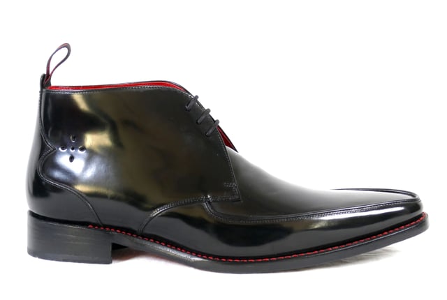 Harrison GUITAR Black Polish Apron Chukka Boot