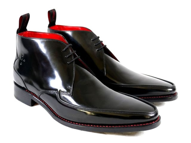 Harrison GUITAR Black Polish Apron Chukka Boot
