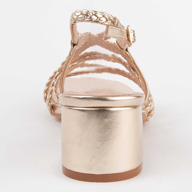 Sandalia de tacón para mujer. Plantilla de piel 100% natural. Calce cómodo. Fabricado por otras marcas para nuestra marca. Medidas aproximadas: 5 cm de tacón.