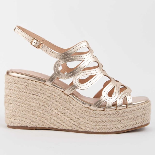Espadrille wedge sandals for women. 100% natural leather insole. Comfortable fit. Manufactured by other brands for our brand. Approximate measurements: 8 cm wedge and 3 cm platform