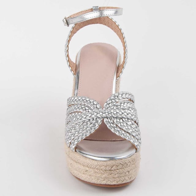 Espadrille wedge sandals for women. 100% natural leather insole. Comfortable fit. Manufactured by other brands for our brand. Approximate measurements: 8 cm wedge and 3 cm platform