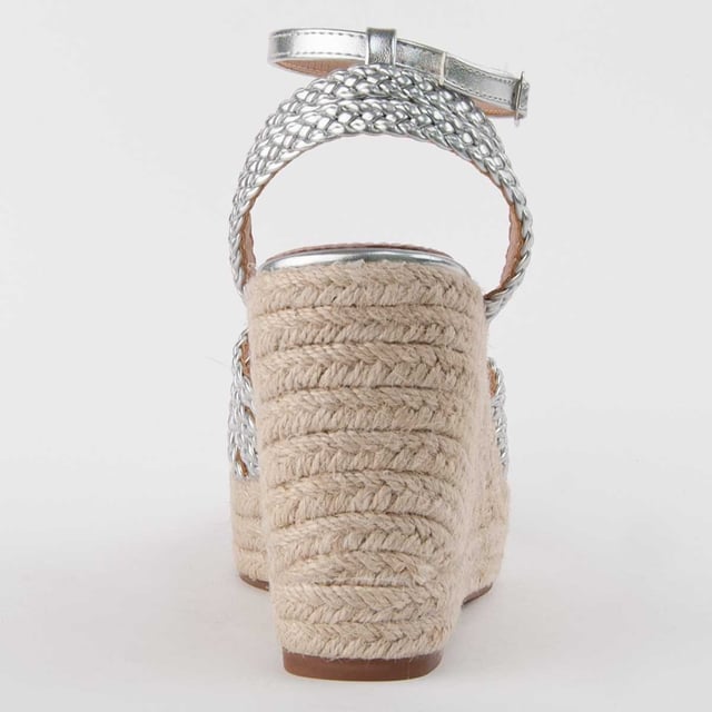 Espadrille wedge sandals for women. 100% natural leather insole. Comfortable fit. Manufactured by other brands for our brand. Approximate measurements: 8 cm wedge and 3 cm platform