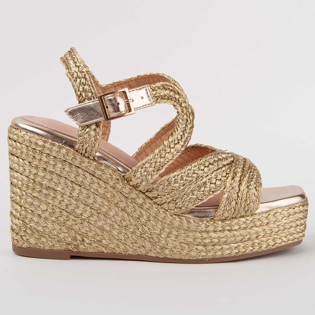 Espadrille Wedges für Damen. Einlegesohle aus 100% natürlichem Leder. Bequemer Sitz. Hergestellt von anderen Marken für unsere Marke. Ungefähre Maße: 9 cm Keil und 3 cm Plattform.