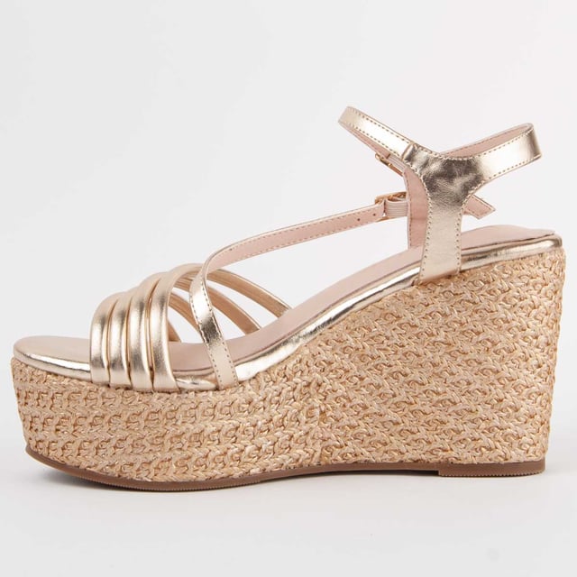 Espadrille Wedges für Damen. Einlegesohle aus 100% natürlichem Leder. Bequemer Sitz. Hergestellt von anderen Marken für unsere Marke. Ungefähre Maße: 10 cm Keilabsatz und 4 cm Plateausohle.