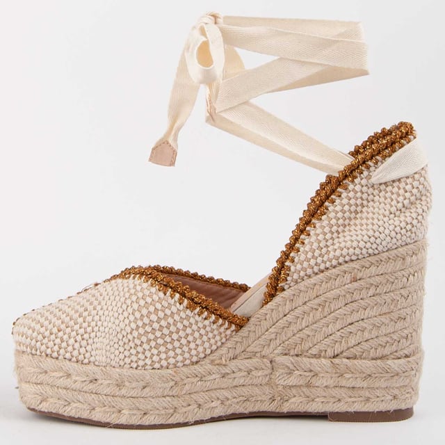 Wedge espadrille for women. 100% natural leather insole. Comfortable fit. Manufactured by other brands for our brand. Approximate measurements: 8 cm wedge and 2 cm platform