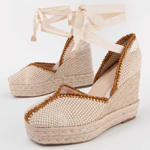 Wedge espadrille for women. 100% natural leather insole. Comfortable fit. Manufactured by other brands for our brand. Approximate measurements: 8 cm wedge and 2 cm platform