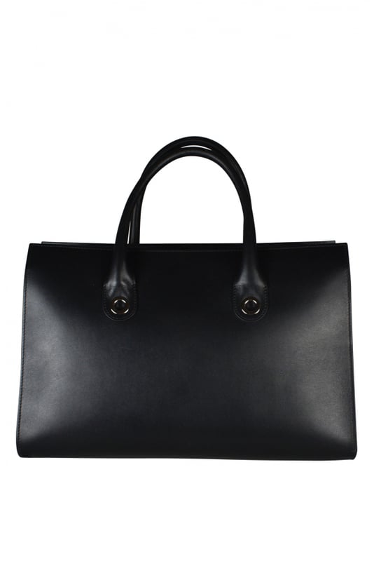 Bolso Jimmy Choo Riley en piel negra lisa.Fuelles laterales.Logotipo de Jimmy Choo en relieve en el interior.Dimensiones: Largo 39,5 x Alto 26 x Ancho 15,5cm.Made in Italy.