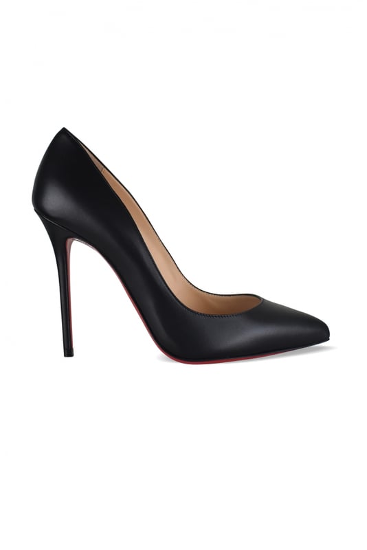 Kate 100 Christian Louboutin pumps.In zwart leer.Puntpunt.10 cm naaldhak.Rode buitenzool.Gemaakt in Italië.
