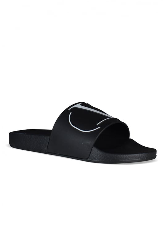 VLogo Sandalen von Valentino.Aus schwarzem Gummi.Weißes, geprägtes Signaturlogo  V .Schwarze Sohle aus Gummi.Made in Italy.
