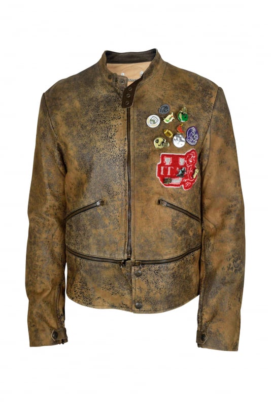 Golden Goose bruin oud leren jack.Zak met ritssluiting en decoratieve ritssluitingen aan de voorzijde.Ronde hals.100% leer.Made in Italy.