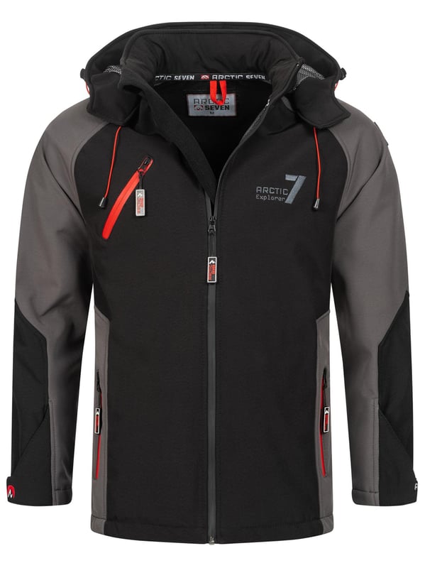 Arctic Seven Herren Softshell Jacke – Wind- & Wasserabweisende Outdoorjacke mit Abnehmbarer Kapuze

Diese funktionale Softshell-Jacke von Arctic Seven kombiniert modernes Design mit hoher Funktionalität. Dank Dry Tex - 3000 Protect ist sie wasserabweisend und wärmeisolierend – perfekt für Outdoor-Aktivitäten. Die auffälligen Farbkombinationen und der ergonomische Schnitt sorgen für eine sportliche Optik und hohen Tragekomfort.

    Wind- & wasserabweisend – Schutz durch Dry Tex - 3000 Protect

    Hoher Kragen mit Kinnschutz – hält Wind & Kälte zuverlässig ab

    Fleecegefütterte Taschen & Innenbereich – für angenehme Wärme

    Kapuze mit Kordelzug – abnehmbar per Reißverschluss

    Ergonomischer Schnitt & verstellbare Armabschlüsse – für optimalen Sitz

    Große Zipper & Logo-Details – sportliches & modernes Design

Material:

    Obermaterial: 96% Polyester, 4% Elasthan

    Innenmaterial: 100% Polyester (mit Fleece-Futter)